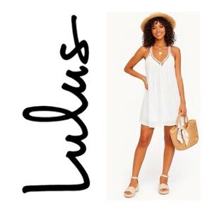 LULUS Ivory Gauze Mini Dress